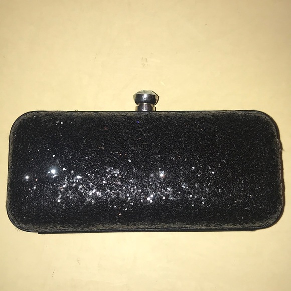 Evening Clutch Black Glitter Handbag Purse - Picture 1 of 8